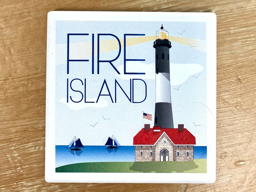 Fox Burrow Designs - Ceramic Fire Island Lighthouse Coaster