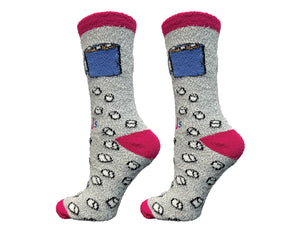 Hot Chocolate Mug Women's Fuzzy Crew Socks